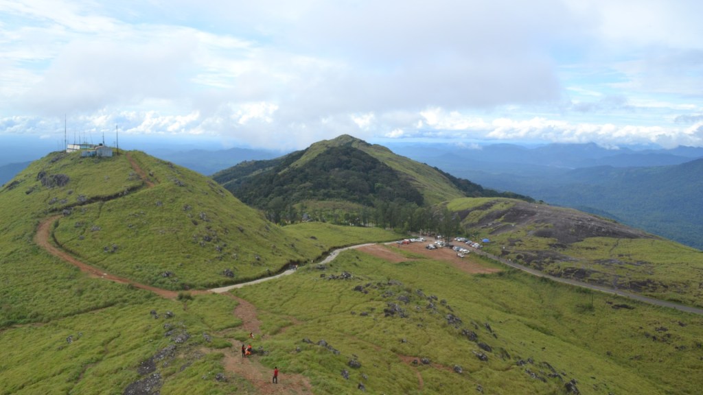 beautiful mountain with a road in Ponmudi